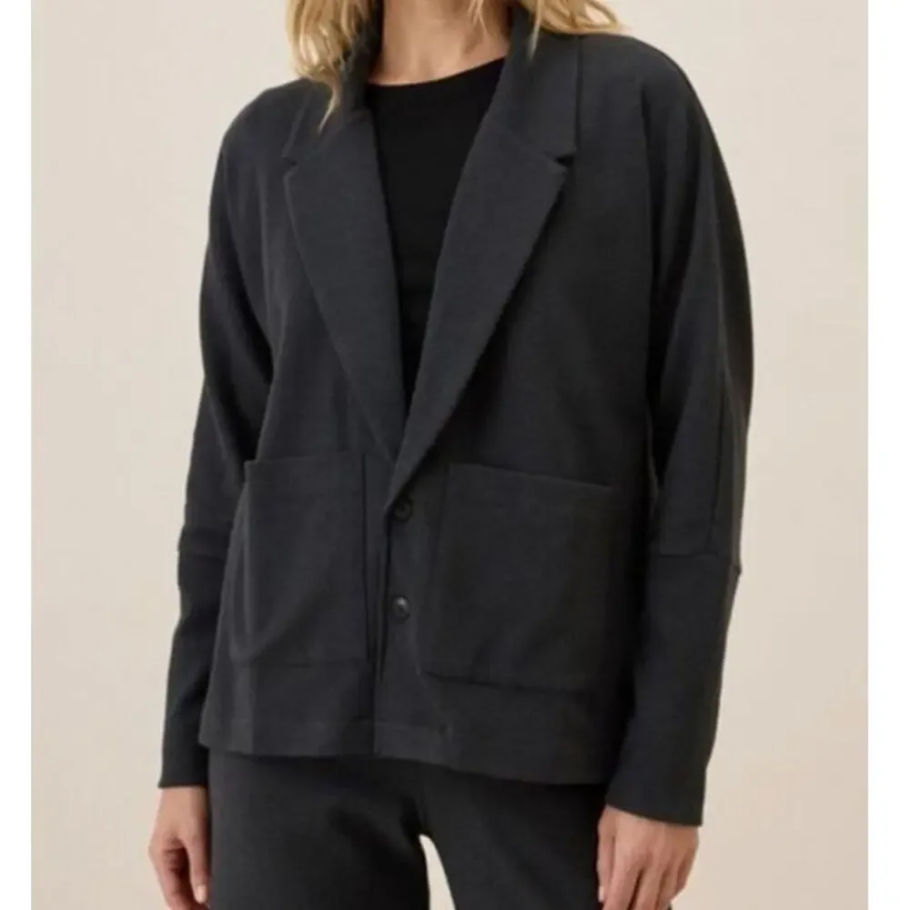 NWT Pact Airplane Organic Cotton Pocket Front Relaxed Grey Blazer Jacket Small